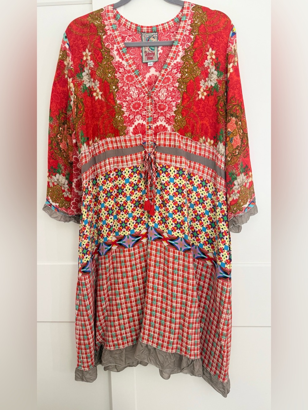 NWOT Johnny Was Rayne Patchwork Silk Boho Dress